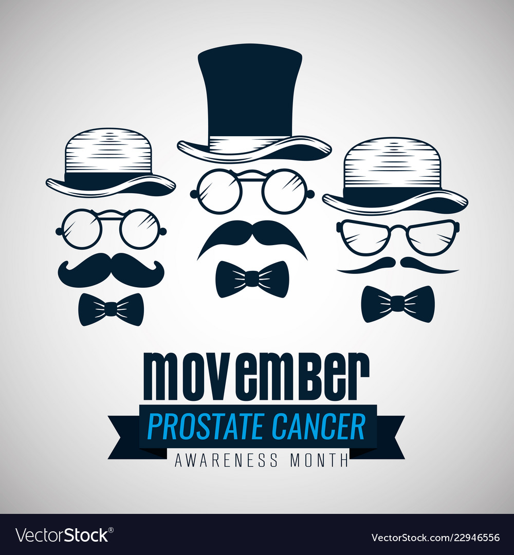 Male mustache with hat and glasses to movember Vector Image