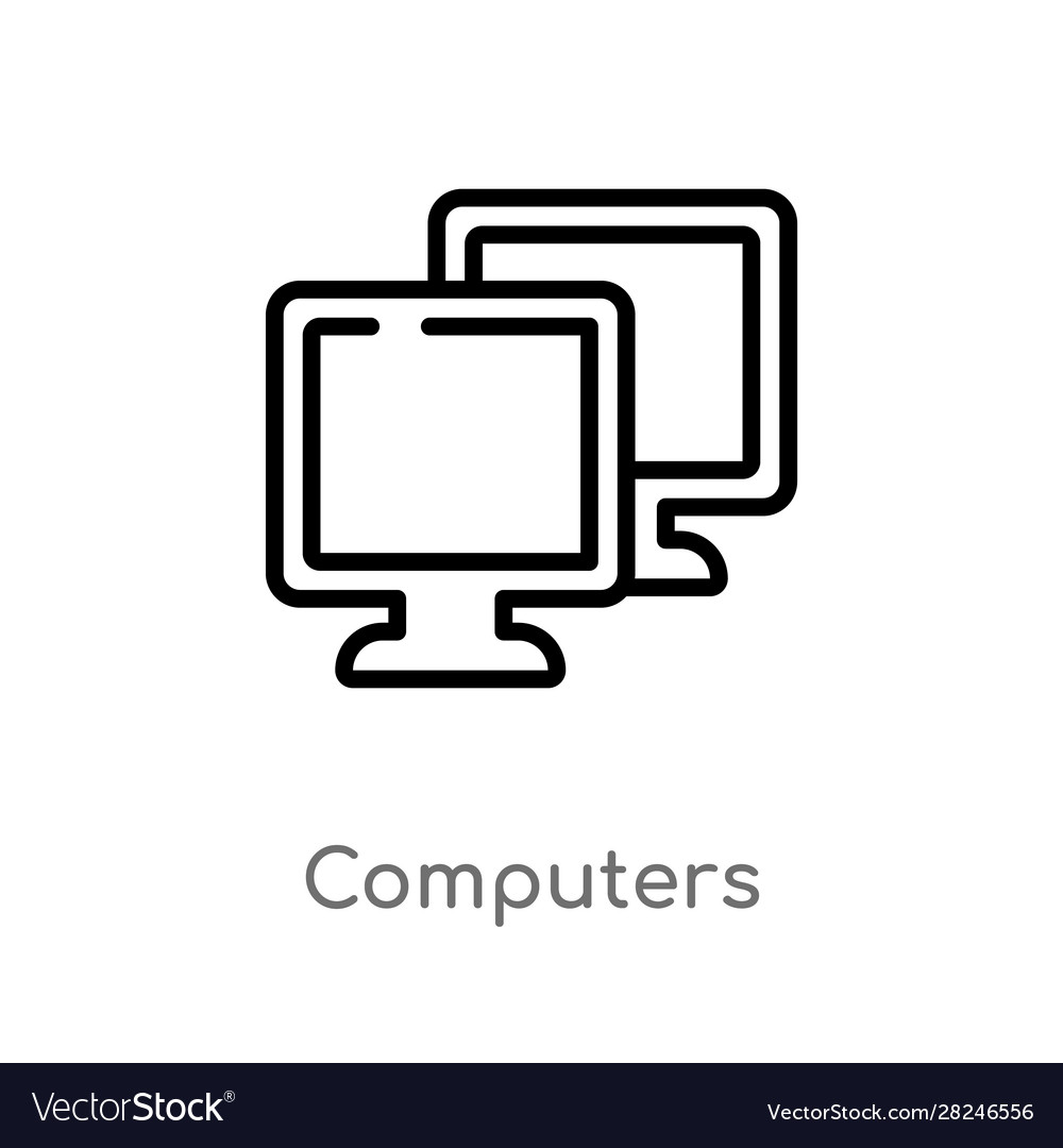 Outline computers icon isolated black simple line