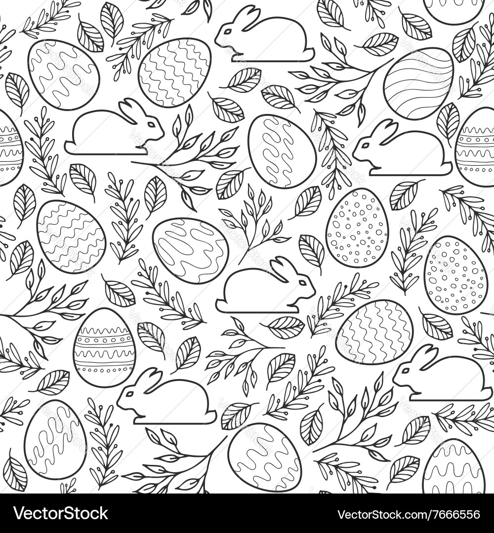 Seamless pattern with Easter eggs bunnies Vector Image