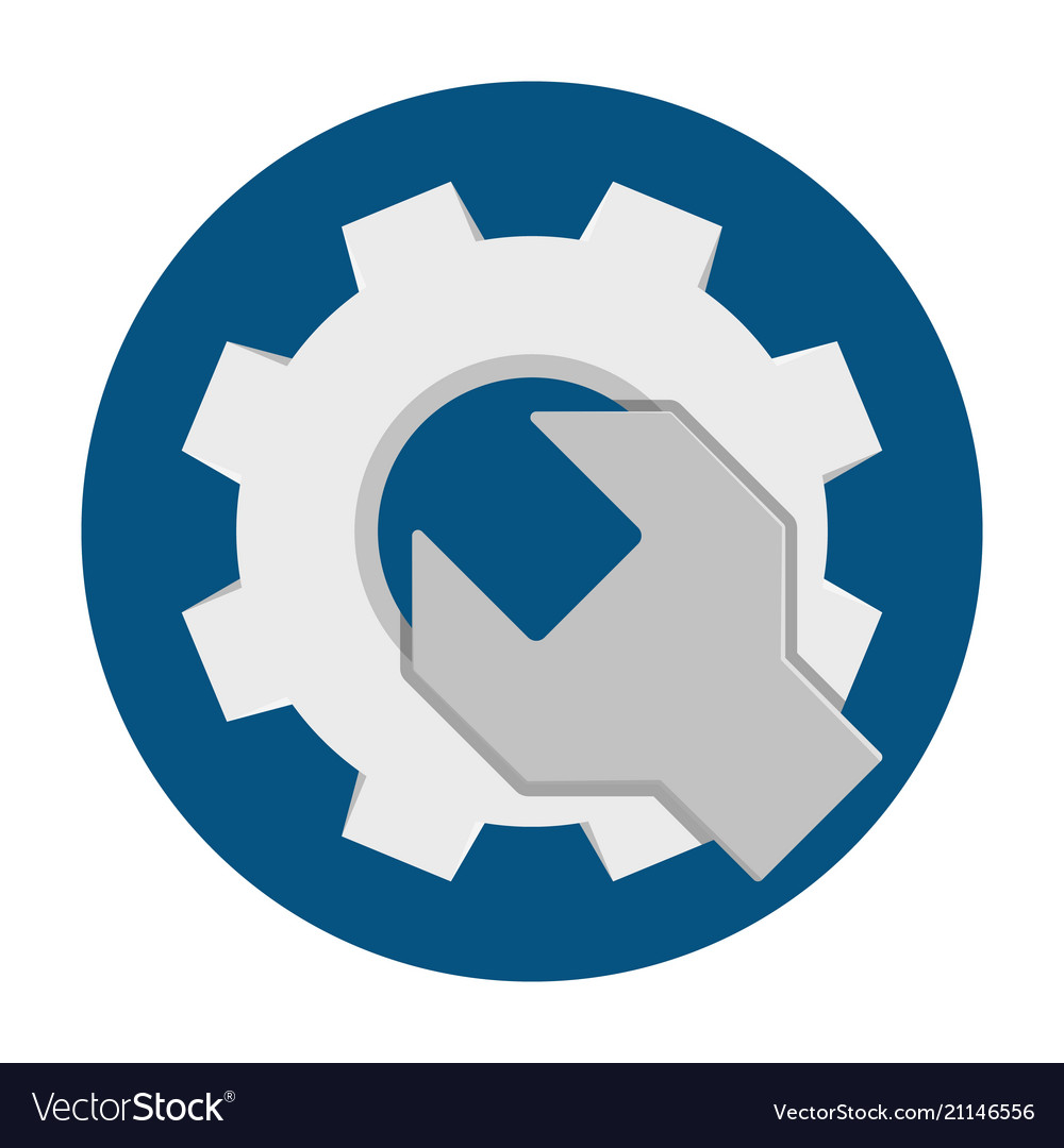 Wrench gear flat icon Royalty Free Vector Image