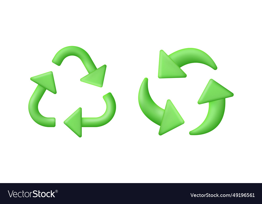 3d set of recycling symbol