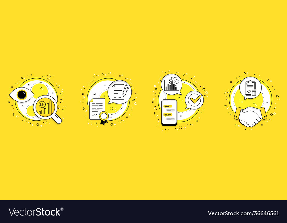 5g wifi seo graph and signing document icons set Vector Image 5g wifi seo graph and signing document icons set