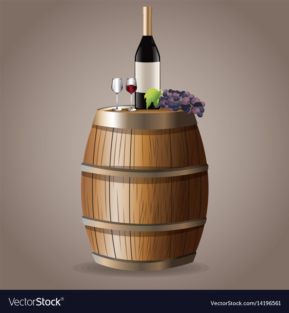 Bottle wine drink barrel grape image Royalty Free Vector