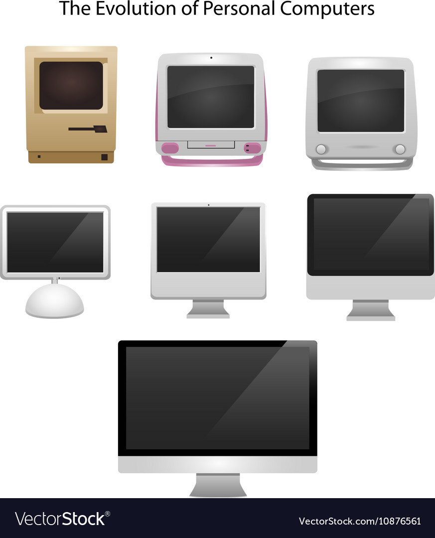 Evolution of computers 7 different types Vector Image