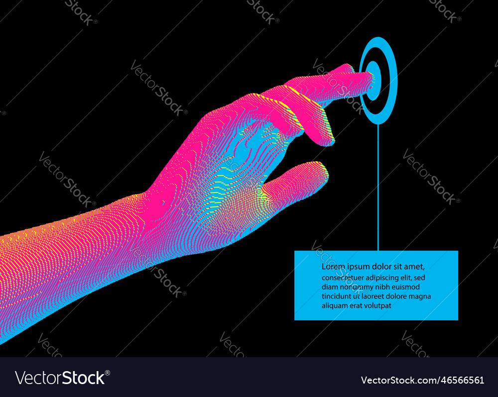 Hand presses the index finger on button vector image Hand presses the index finger on button