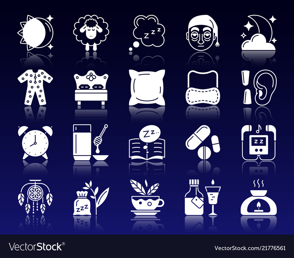 Insomnia white silhouette icons set