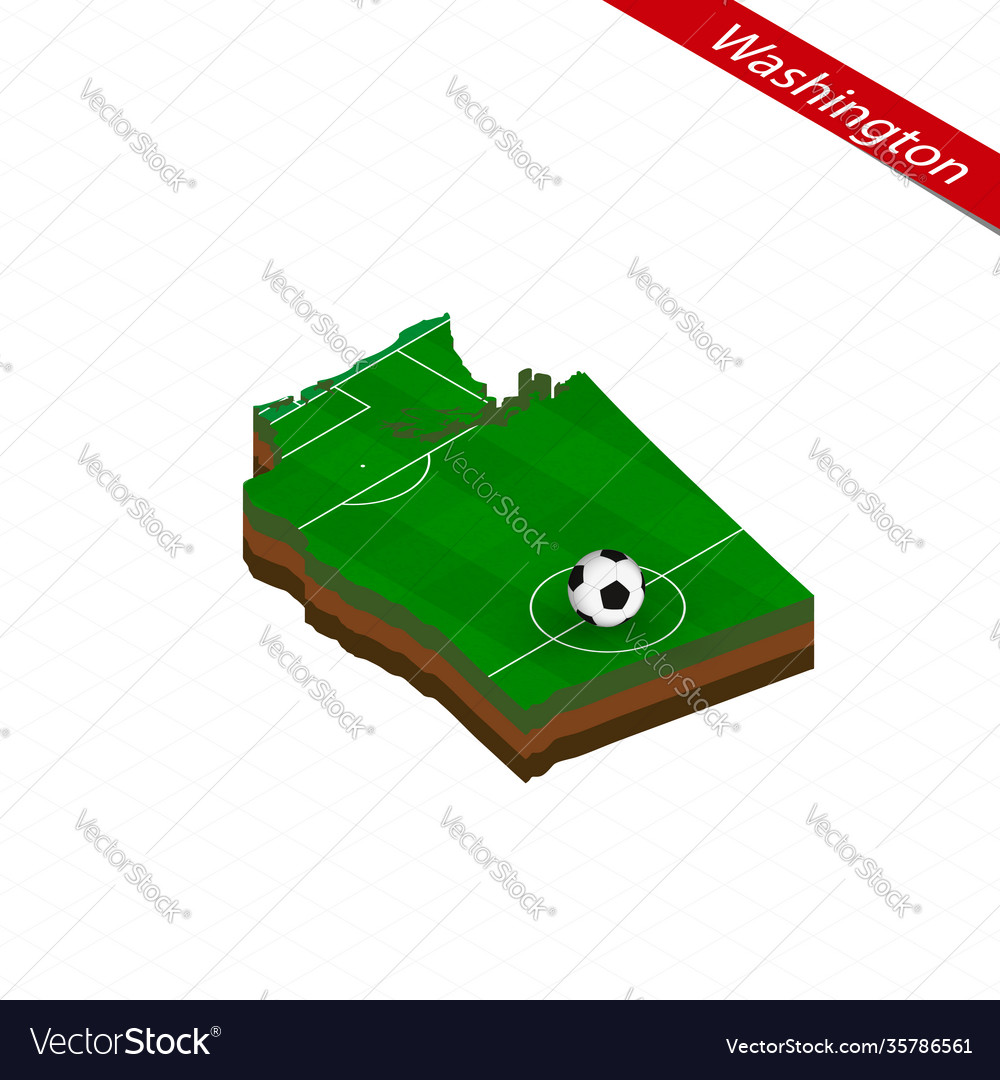 Isometric map us state washington with soccer