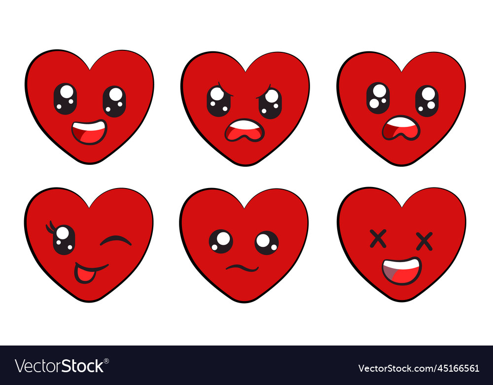 Love shape red heart facial expression emoticon