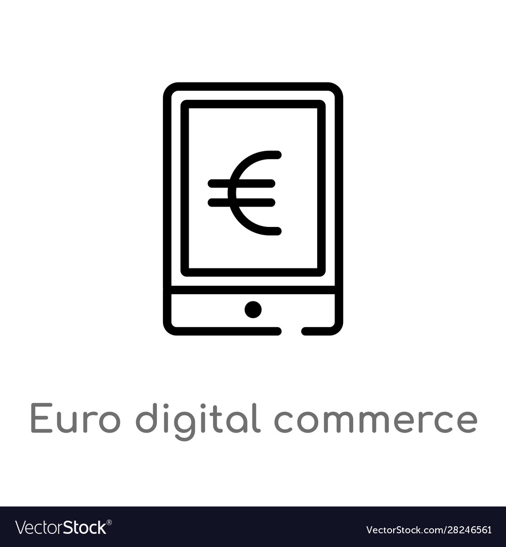 Outline euro digital commerce icon isolated black