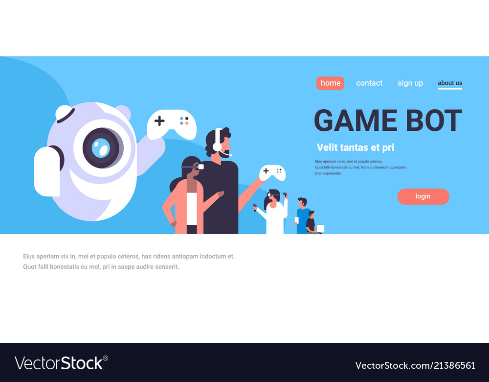 People in vr glasses playing game bot controller Vector Image People in vr glasses playing game bot controller