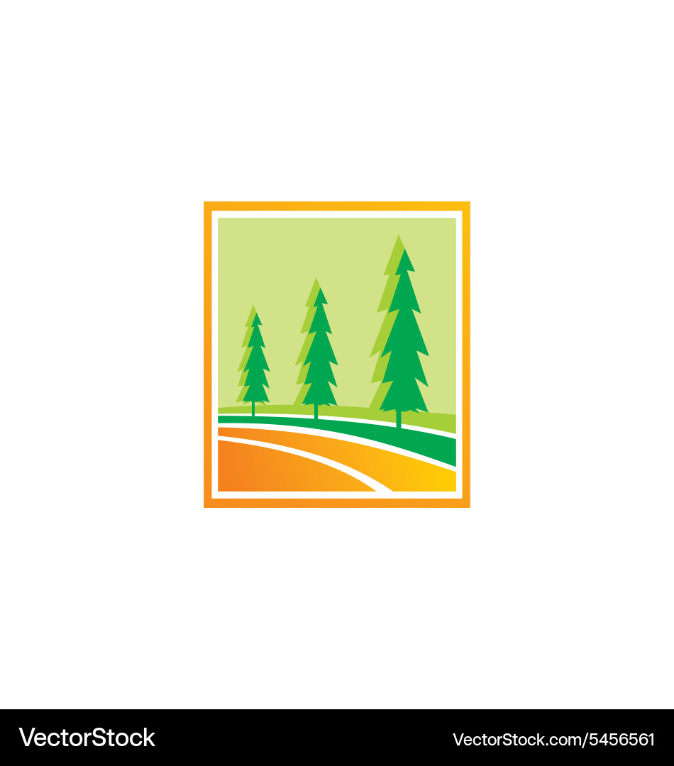 Pine tree green hill logo Royalty Free Vector Image
