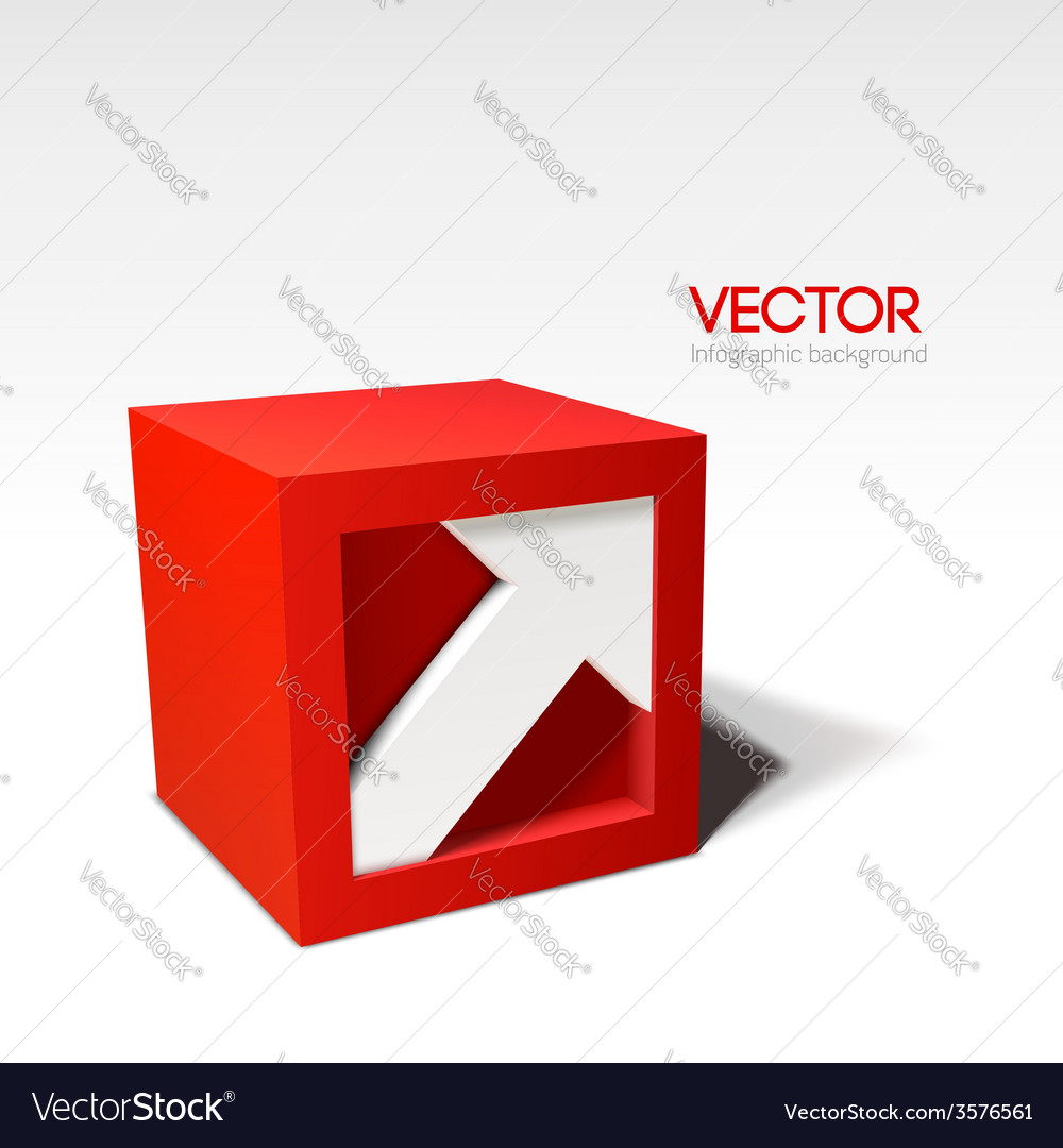 Red 3D Cube with Directional Arrow