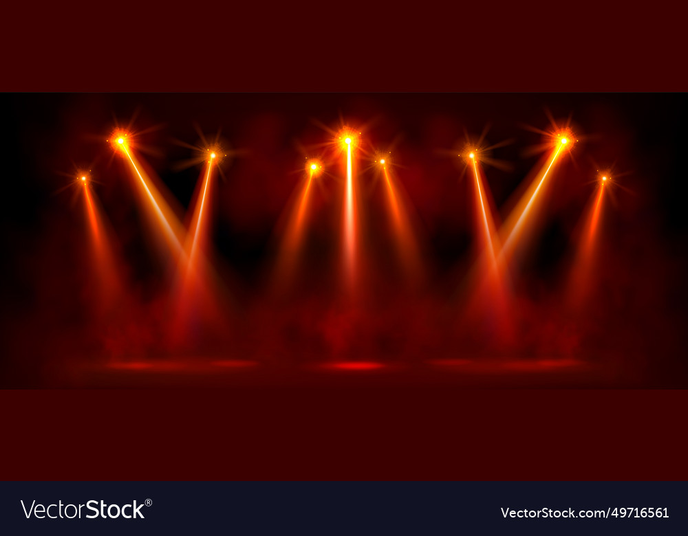 Red Bright Spotlight On Stage With Glowing Effect Vector Image