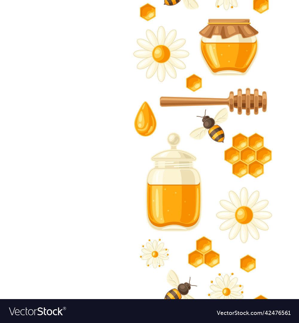 Seamless pattern with honey items image for food vector image Seamless pattern with honey items image for food