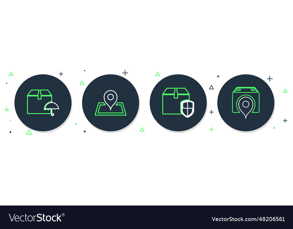 Set line placeholder on map delivery box security vector image Set line placeholder on map delivery box security