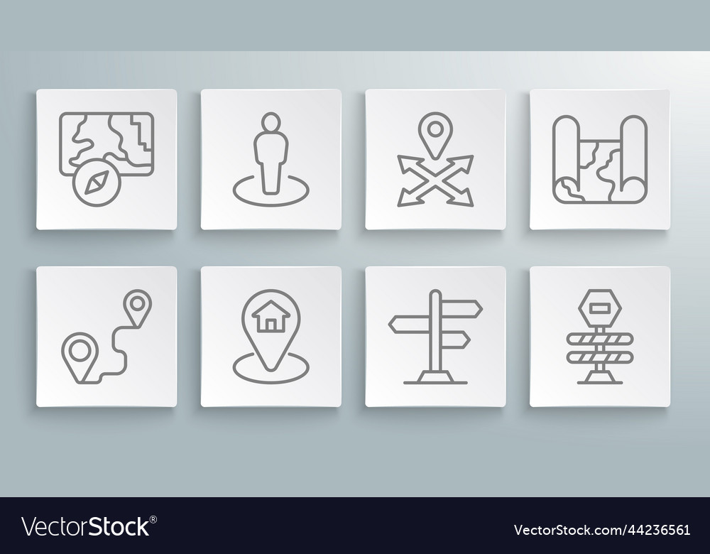 Set line route location with person vector image Set line route location with person
