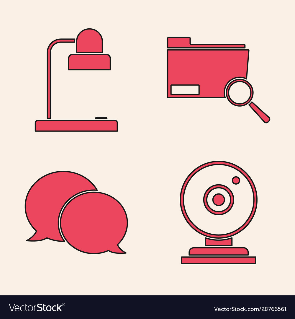 Set web camera table lamp search concept vector image Set web camera table lamp search concept