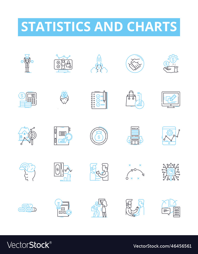 Statistics and charts line icons set Vector Image Statistics and charts line icons set