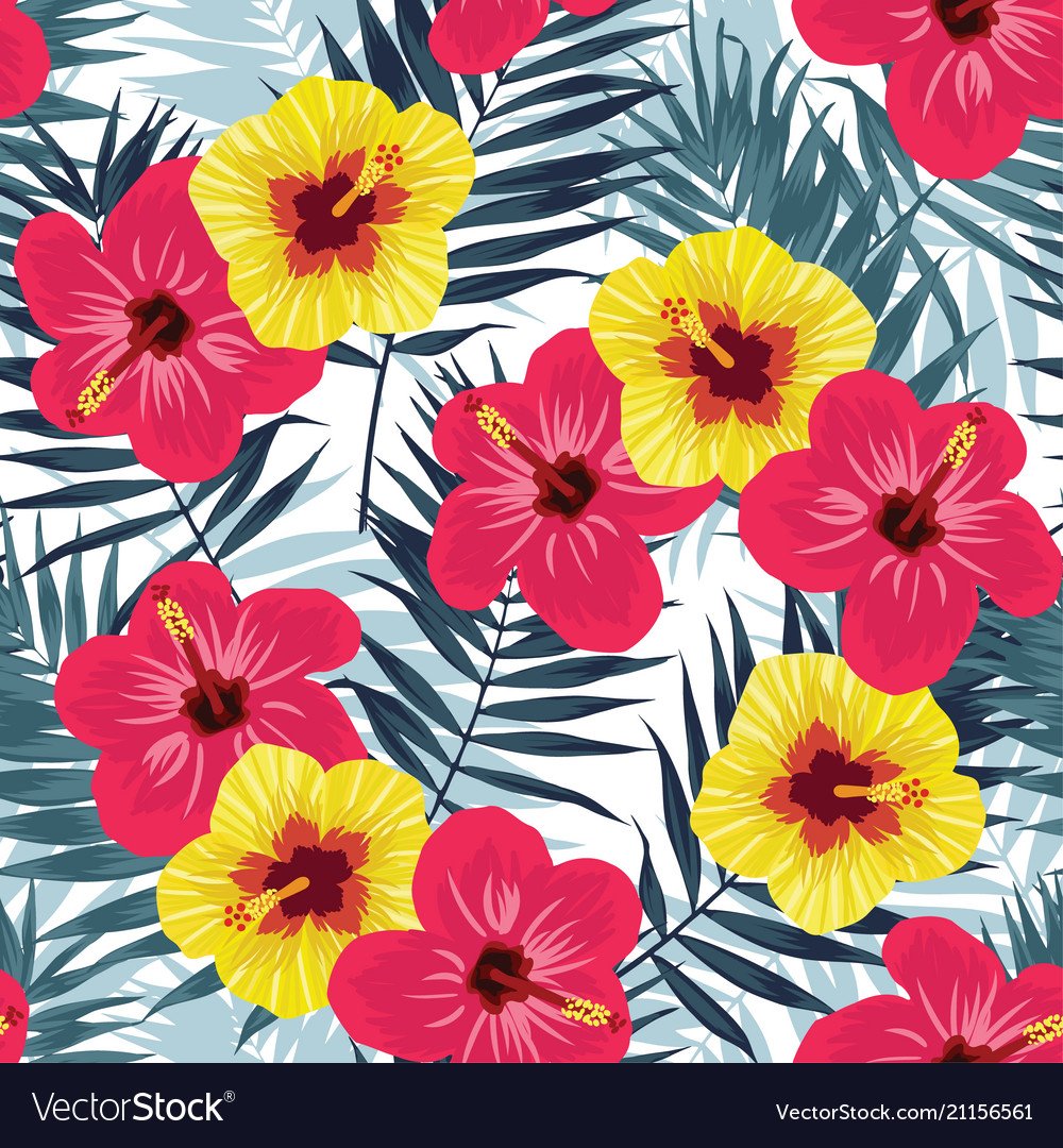 Tropical jungle seamless pattern with palm leaves vector image Tropical jungle seamless pattern with palm leaves