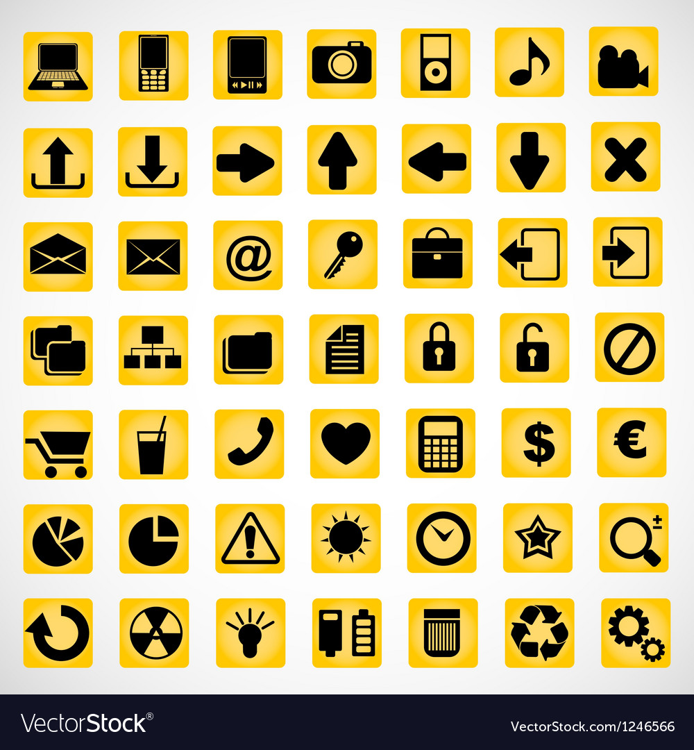 49 icons on a yellow background