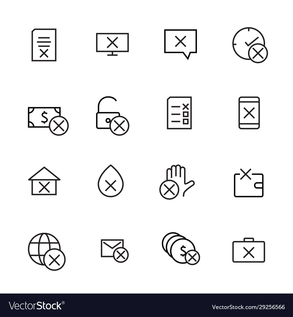 A simple set reject related line icons vector image A simple set reject related line icons