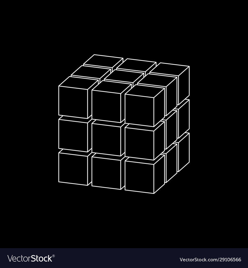 Abstract 3d cube from cubes dimetric projection