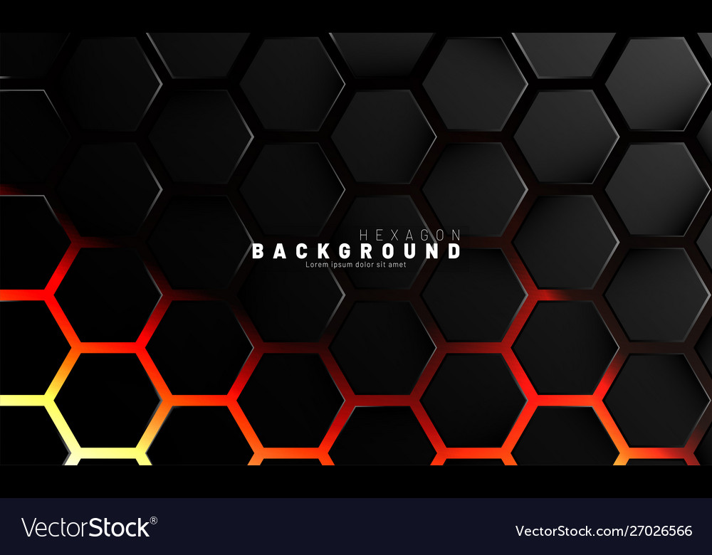 Abstract black hexagon pattern on neon gradient vector image Abstract black hexagon pattern on neon gradient
