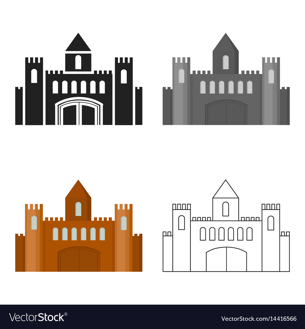 Castle icon cartoon single building from