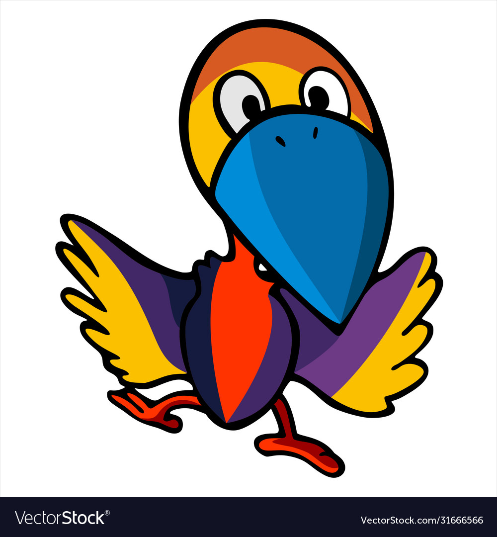 Colorful cartoon crow Royalty Free Vector Image