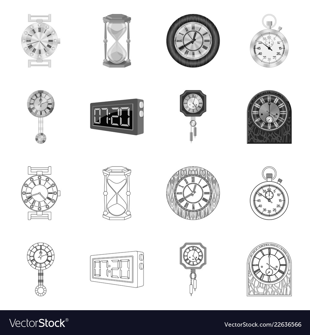 Design of clock and time icon set vector image Design of clock and time icon set