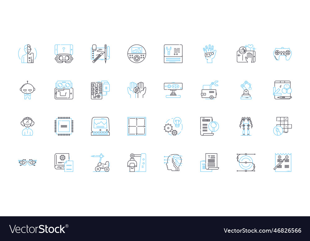 Digital fabrication linear icons set additive Vector Image Digital fabrication linear icons set additive