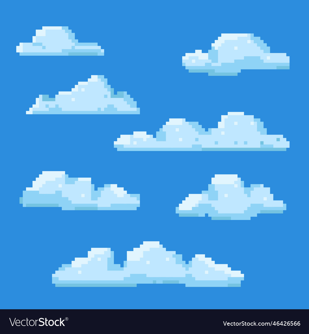 Flat design pixel art cloud Royalty Free Vector Image