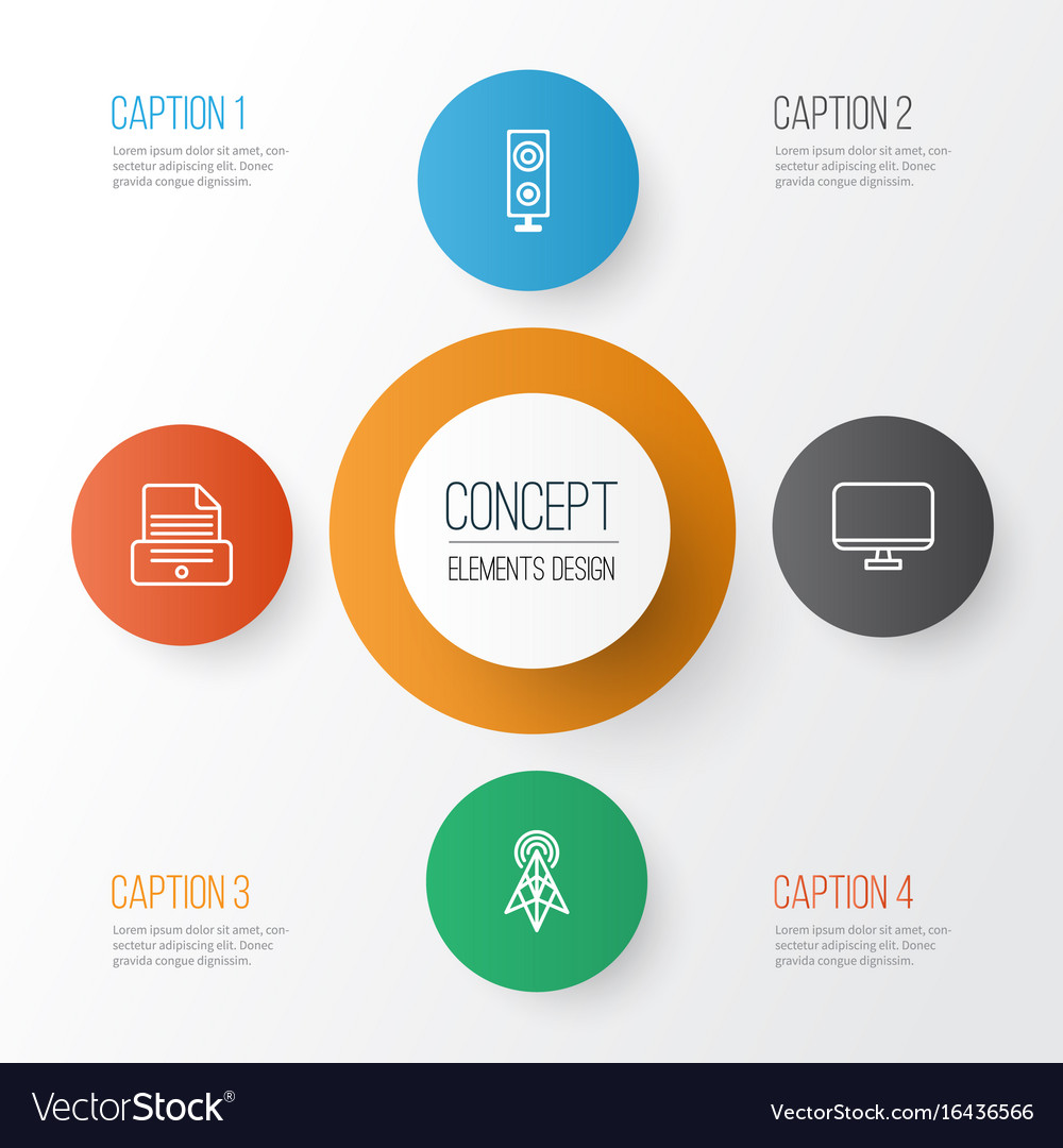 Gadget icons set collection of wireless router