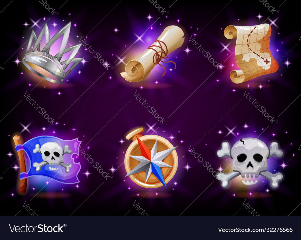 Graphic user interface video game icons set Vector Image