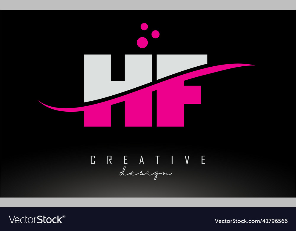 Hf h f white and pink letter logo with swoohs