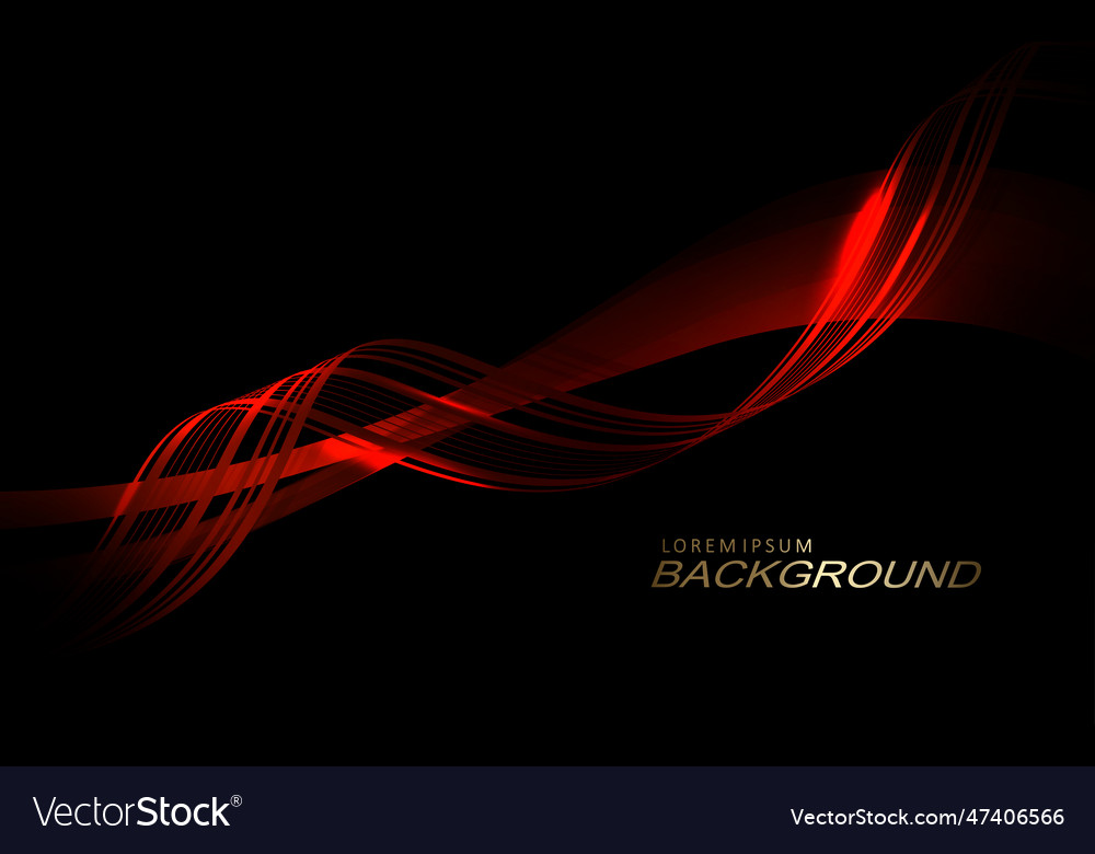 Isolated wave patterns in red tint on black design vector image Isolated wave patterns in red tint on black design