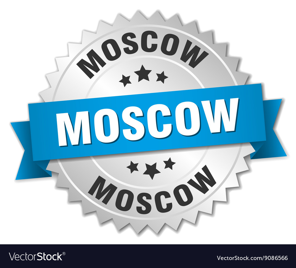 Moscow round silver badge with blue ribbon