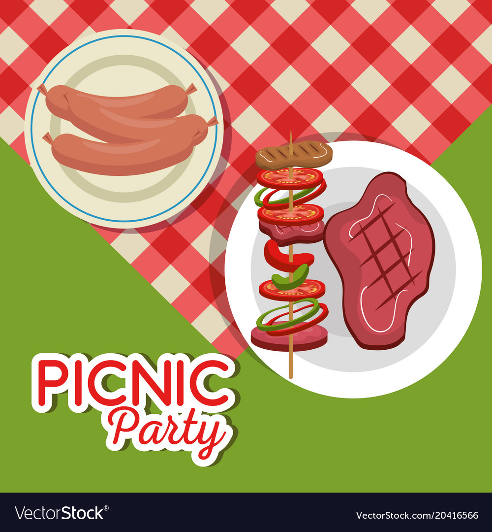 picnic party invitation set icons royalty free vector image