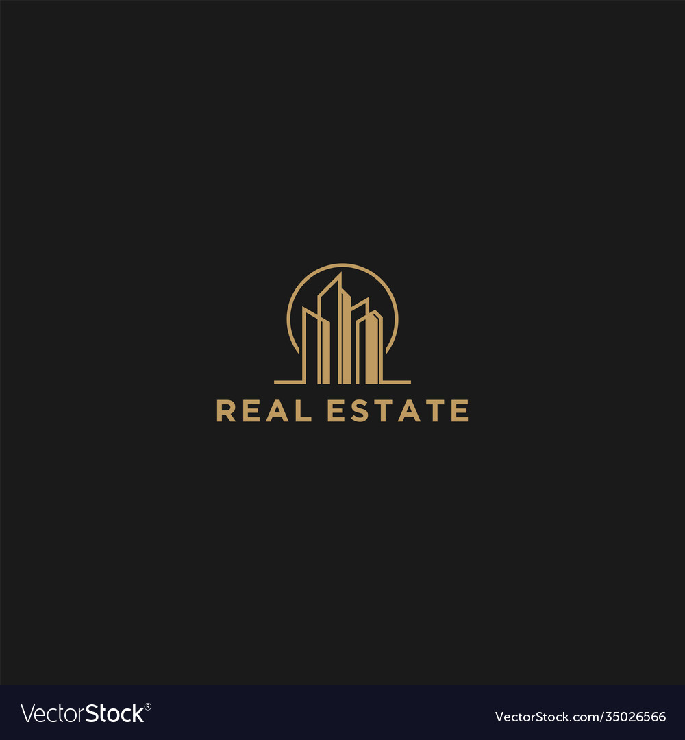 Real estate logo with modern skyscrapers Vector Image