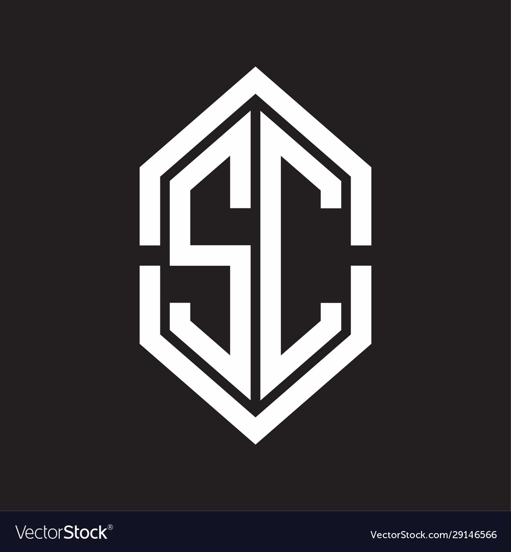 Sc logo monogram with hexagon shape and outline