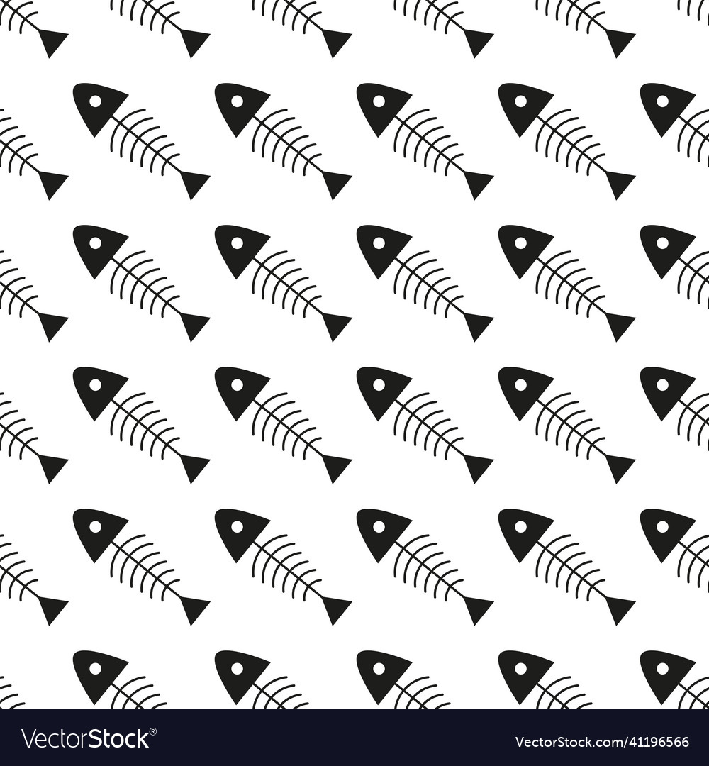 Seamless pattern with fish skeletons vector image Seamless pattern with fish skeletons