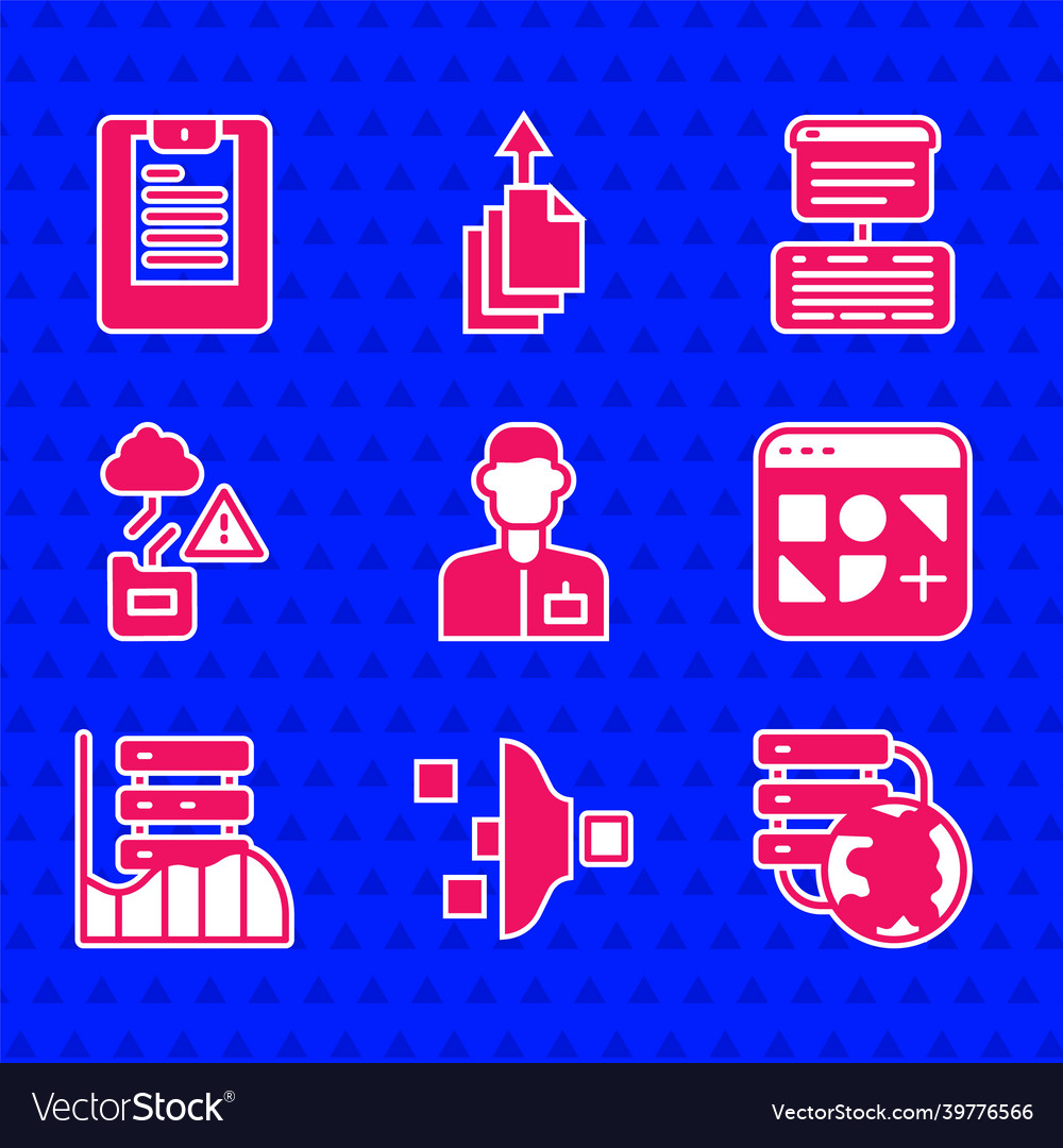 Set analyst engineer filter setting network vector image Set analyst engineer filter setting network