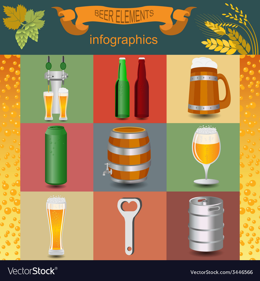 Set icons beer equipment for creating your own