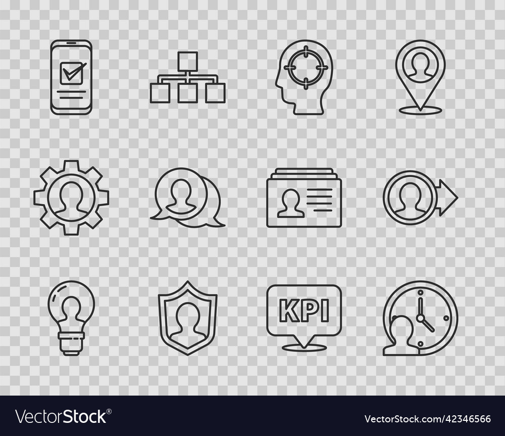 Set line head with lamp bulb time management vector image Set line head with lamp bulb time management