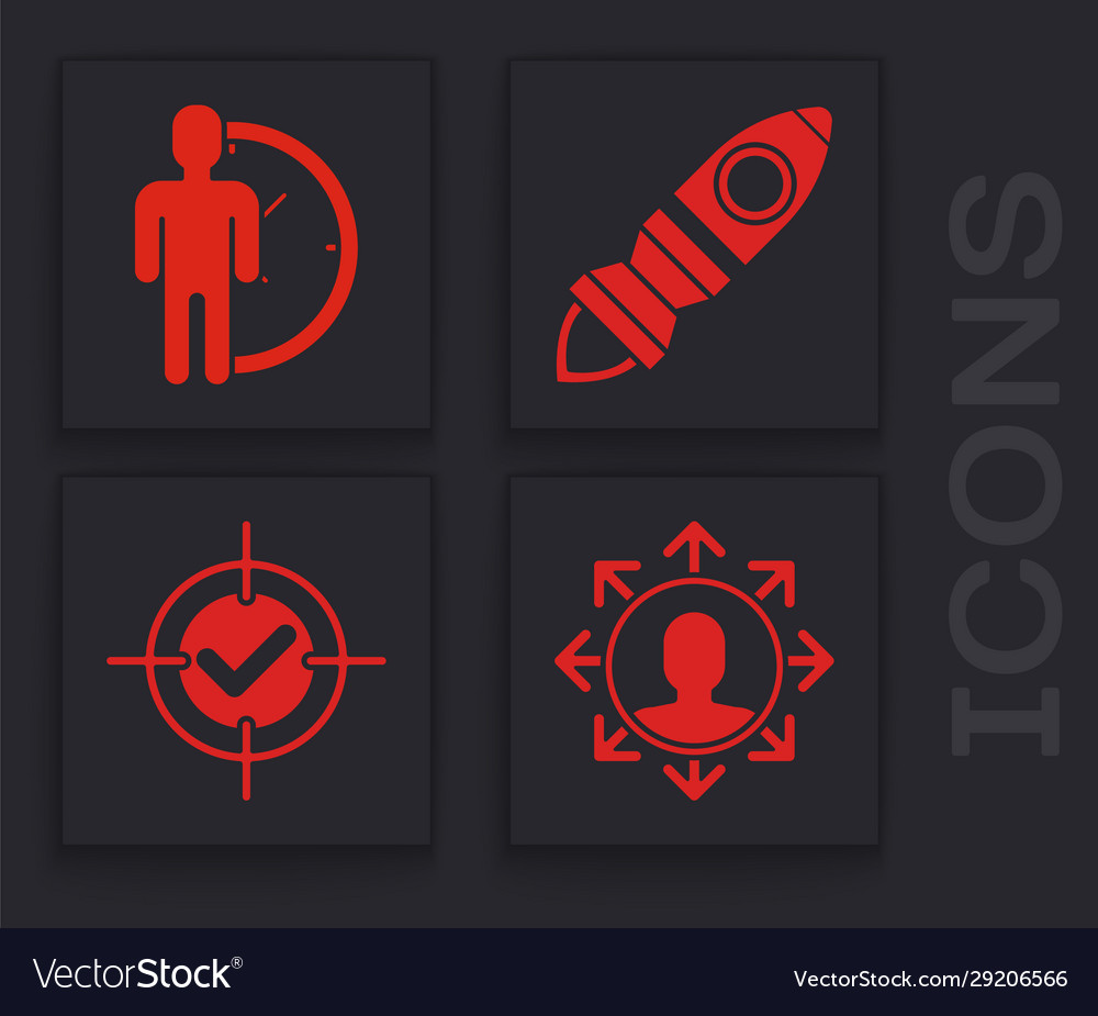 Set project team base time management rocket vector image Set project team base time management rocket