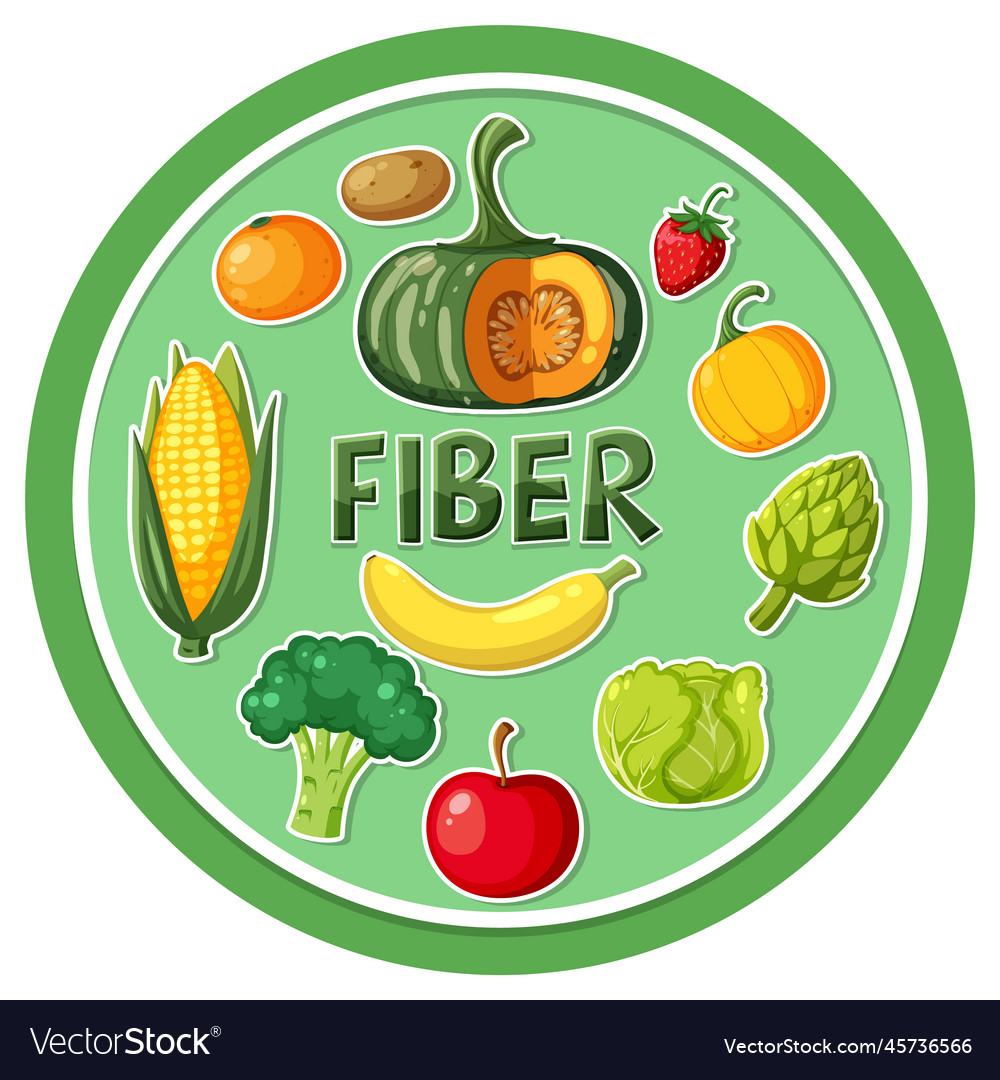 Vegetables and fruits fiber foods group Vector Image Vegetables and fruits fiber foods group