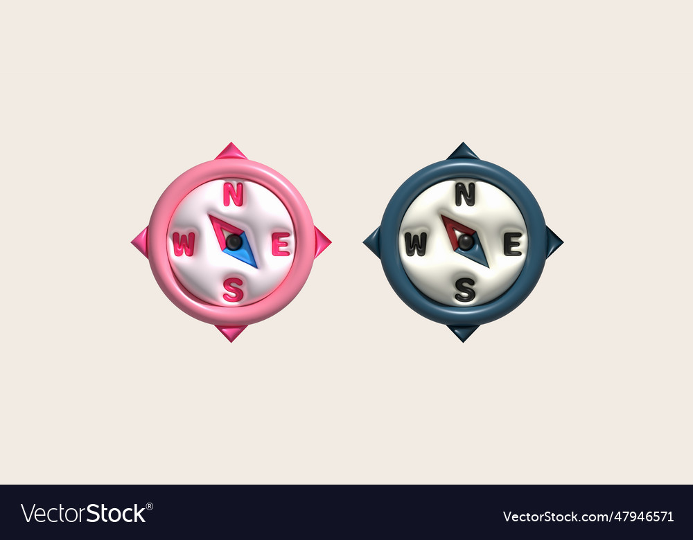 3d compass tool navigation device object vector image 3d compass tool navigation device object