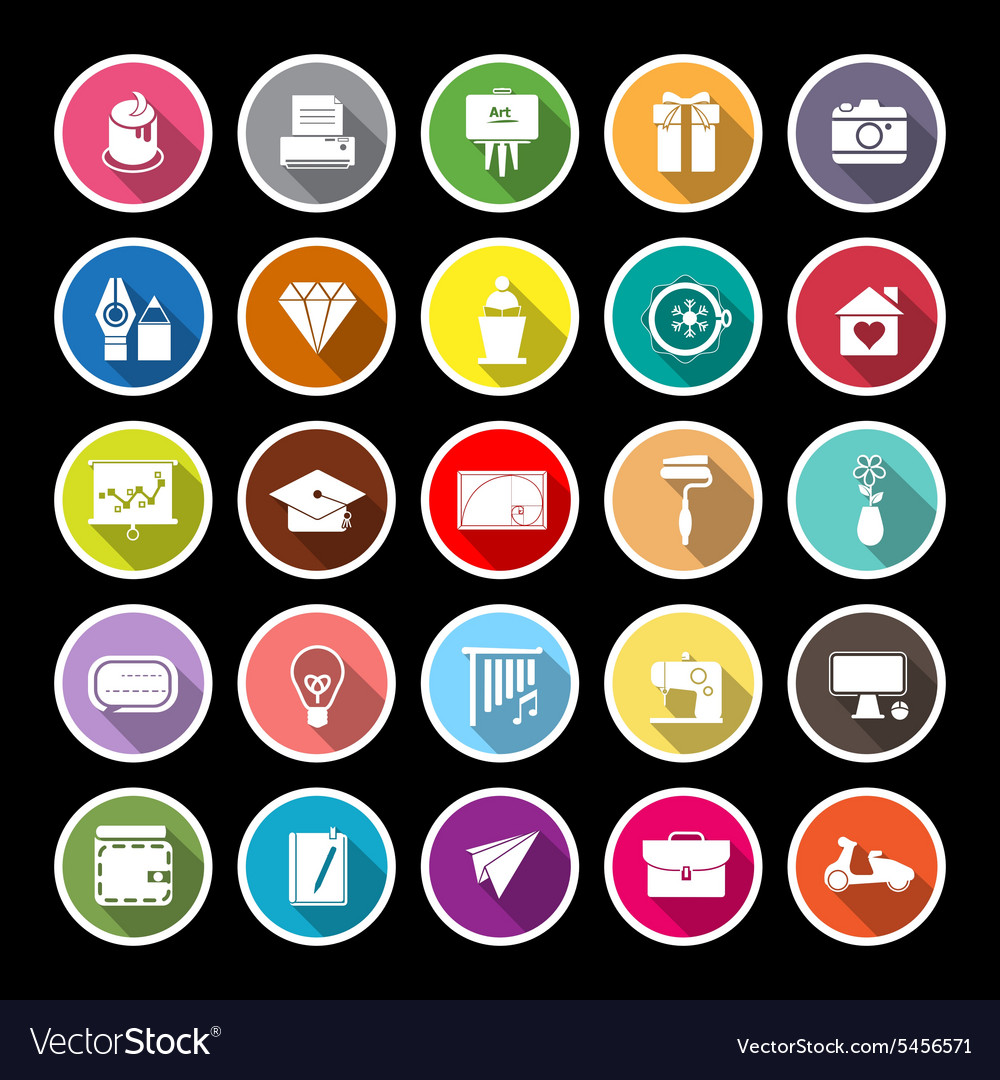 Art and creation flat icons with long shadow