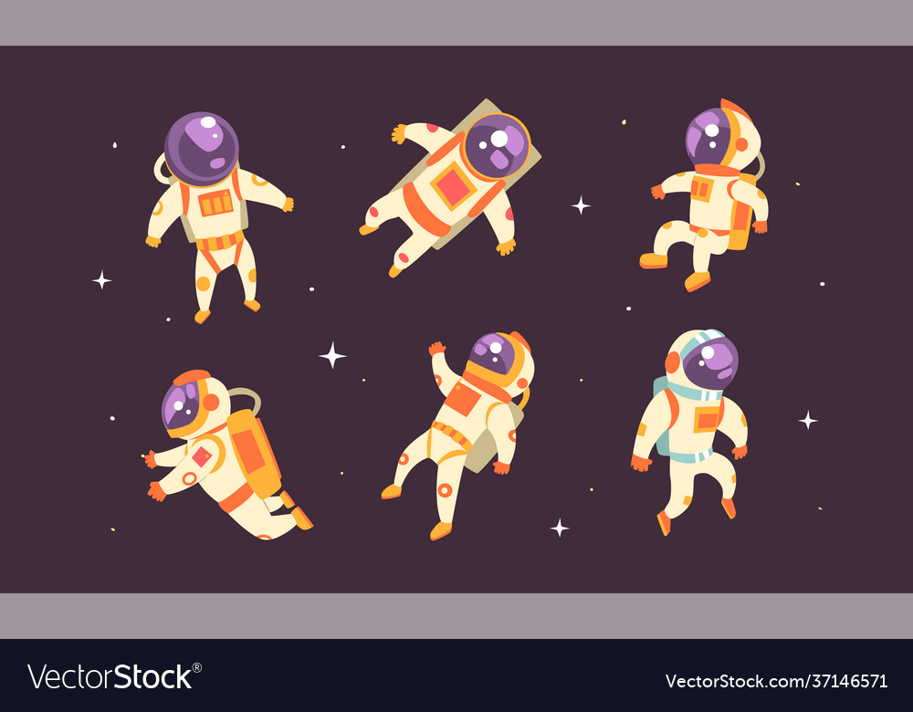 Astronauts in spacesuits floating outer space vector image Astronauts in spacesuits floating outer space