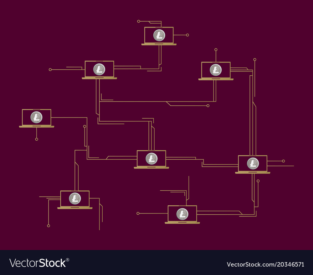 Blockchain litecoin technology circuit background